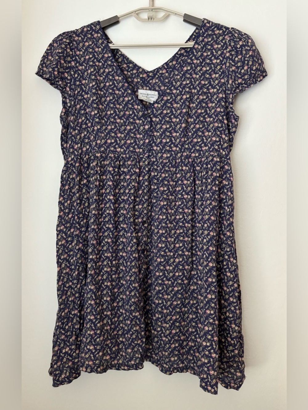 Denim & Supply Ralph Lauren Blue Floral Button Front Babydoll Dress Size Large